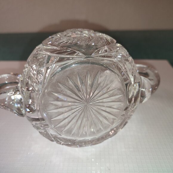 Bohemian Crystal Bowl with Handles Vintage Sugar Candy Jar Star Design boho chic - Picture 7 of 7